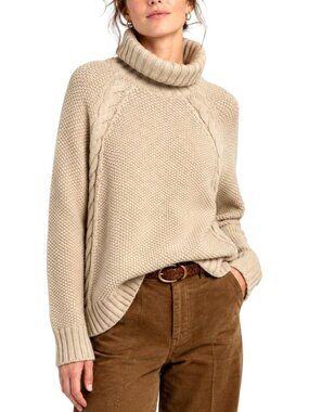Ann Mashburn Laila Seed Stitch Sweater Wishbone Wool Cable Knit